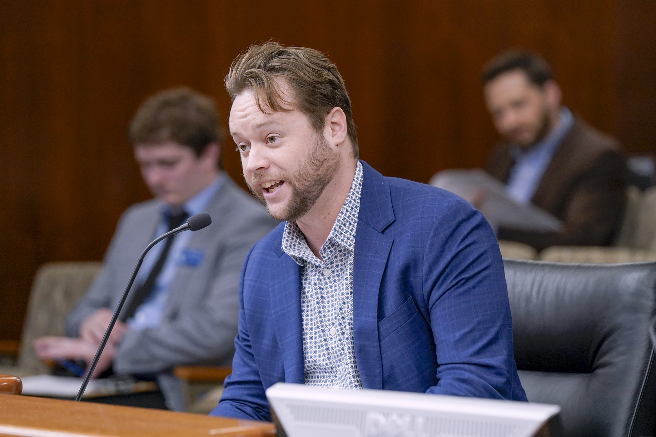 Robert Singleton, director of policy and public affairs for California and the Western U.S. at the Chamber of Progress, testifies Monday against HF4400, a bill to impose new prohibitions and requirements on social media platforms. (Photo by Michele Jokinen)
